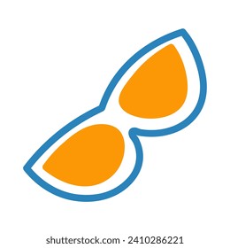 Summer element of set with outline design. The use of orange and blue outlines sets the stage for a sunny and refreshing vibe with sun glasses on white background. Vector illustration.