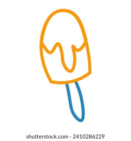 Summer element of set with outline design. A delectable ice cream promises a refreshing treat. Ideal for adding a pop of summer to your designs. Vector illustration.