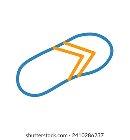 Summer element of set with outline design. Featuring a stylish flip-flop against a crisp white background, it embodies the carefree spirit of the season. Vector illustration.