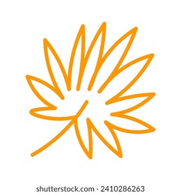 Summer element of set with outline design. This image features a delicate leaf against a pristine white background, evoking the beauty of nature in the summertime. Vector illustration.