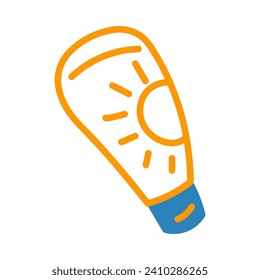 Summer element of set with outline design. It showcases a tube of sun cream against a clean white background, making it a must-have addition to your summer-themed projects. Vector illustration.