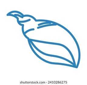 Elemento de verano de conjunto con diseño de contorno. Esta imagen irradia la esencia serena de un ambiente de verano, con una delicada concha de mar sobre un fondo blanco prístino. Ilustración vectorial.