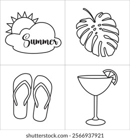 Summer Elements in black outline