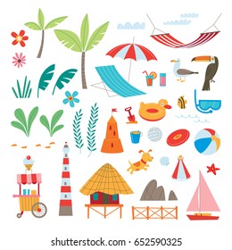 Summer elements collection. Set in vector.
