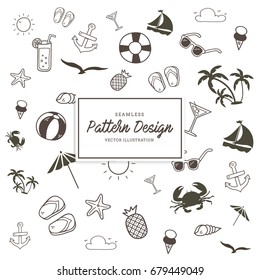 Summer elements pattern. Summer icons
