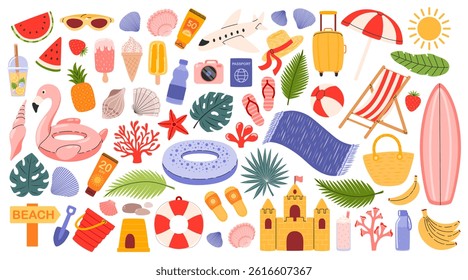 Summer elements. Travel, beach, summertime accessory. Summer holiday icon. Hand drawn vector illustration isolated on white background