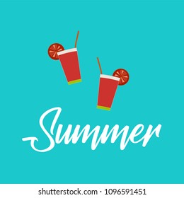 Summer elements vector, fresh drinks in a happy blue background