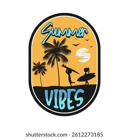 Summer emblem logo vector design