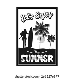Summer emblem logo vector design monochrome