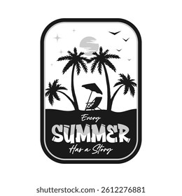 Summer emblem logo vector design monochrome
