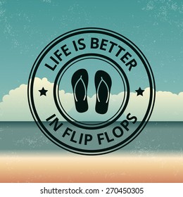 summer emblem on beach background with grunge texture