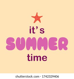 Summer emblem, sticker, badge. Logo template with hand lettering. Vector illustration.