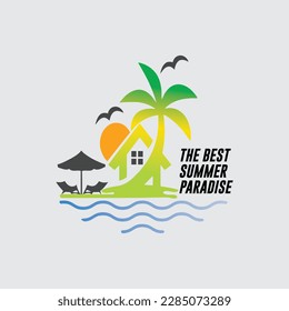 	
Summer emblem vector logo design