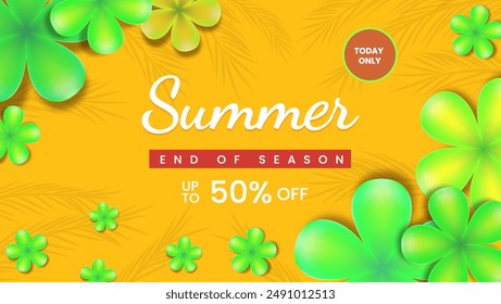 Summer End of season banner with background orange attractive
