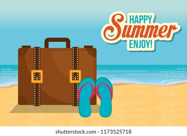 summer enjoy beach with icons