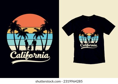 Summer Enjoy In California With Family Vintage T-Shirt Design