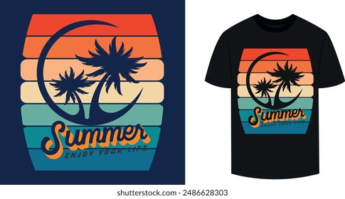Summer Enjoy Your Life T Shirt Design, Typography T Shirt Design Vector Illustration