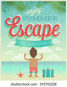 Summer Escape poster. Vector illustration.