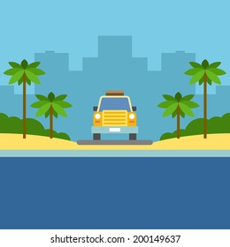 Summer Escape poster. Vector illustration. 