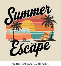 Summer Escape- Summer t-shirt design. 