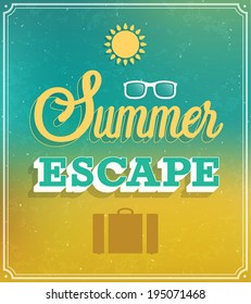 Summer Escape typographic design. Vector illustration.