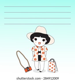 Summer Essentials character paper note illustration