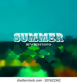 Summer evening card with blurred geometric background