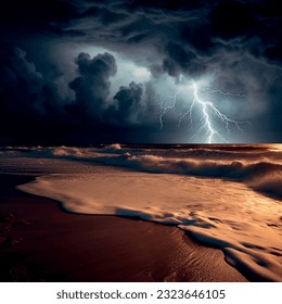 Summer evening rain on the sea with lightning and clouds. abstract design. Vector graphics pattern background. Template texture for interior, packaging, wallpaper, textile, paper, interior decoration,