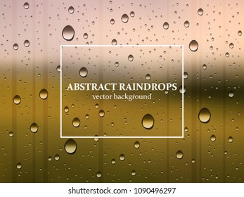 summer evening vector, rain drops on window abstract background