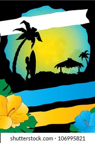 summer event flayer, tropical vector advertising design, summer vector illustration,