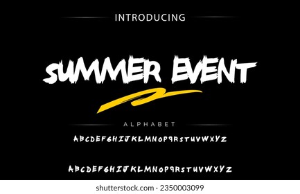 Summer Event vector brush style font, alphabet, typeface