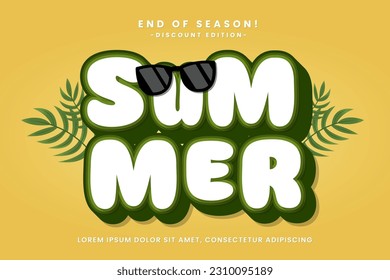 Summer event vector text effect editable, simply write your words and watch the magic happen, Use this one-of-a-kind effect to say whatever you want, simple freshness and elegant vector design.