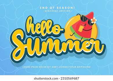 Summer event vector text effect editable, simply write your words and watch the magic happen, Use this one-of-a-kind effect to say whatever you want, simple freshness and elegant vector design.