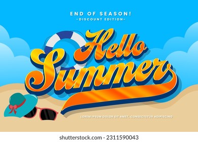 Summer event vector text effect editable, simply write your words and watch the magic happen, Use this one-of-a-kind effect to say whatever you want, simple freshness and elegant vector design.