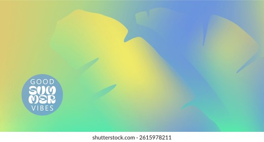Summer exotic background. Different palm leaves. Tropical foliage. design for card, cover, banner, wallpaper. Soft gradient.