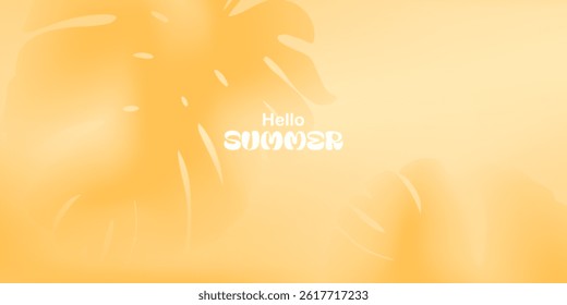 Summer exotic background. Different palm leaves. Tropical foliage. design for card, cover, banner, wallpaper. Soft gradient.