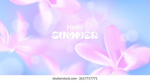 Summer exotic background. Flowers. Design for card, cover, banner, wallpaper. Soft gradient.