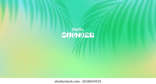 Summer exotic background. Palm leaves. Tropical foliage. Design for card, cover, banner, wallpaper. Abstract soft gradient landscape.