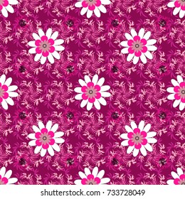 Summer exotic floral abstract pink, magenta and purple background. Vector abstract seamless pattern. Plant flower nature wallpaper.