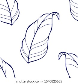 Summer exotic floral tropical palm, banana leaves in blue style. Pattern vector seamless on the pink background. Plant flower nature wallpaper