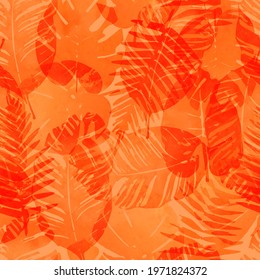 Summer exotic floral tropical palm, banana leaves in blue style. Pattern vector seamless on the pink background. Plant flower nature wallpaper