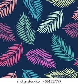 Summer exotic floral tropical palm, banana leaves background. Vector abstract seamless pattern. Plant flower nature wallpaper