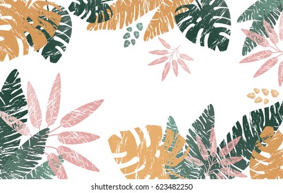 Summer exotic floral tropical palm, banana leaves in modern style. Pattern vector. Plant flower nature wallpaper