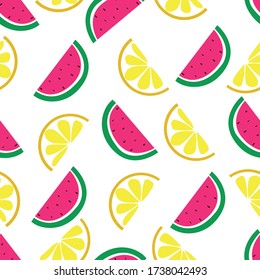 summer exotic pattern on a white background with fruit. 