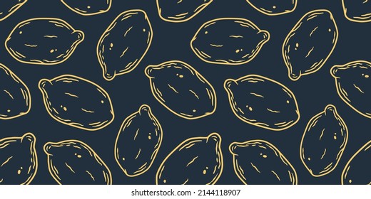 Summer exotic wallpaper with yellow lemons fruits. Seamless pattern with lemon