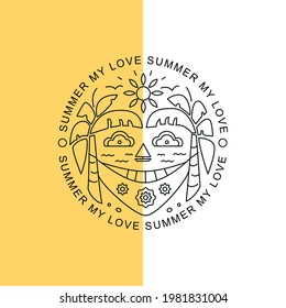 Kunst-Vektorgrafik für Druck und Dekoration im Sommer