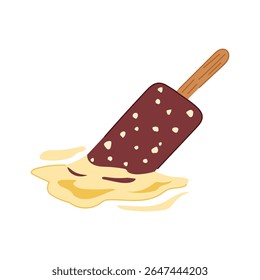 desenho animado de sorvete caído de verão. chocolate de baunilha, morango tratar, doce gotejamento verão caído sorvete sinal.