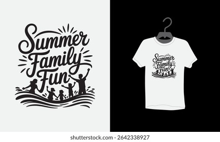 summer family fun t shirt design, typography t shirt design, Vector illustration, Silhouette, family vacation 2025,Vintage, Retro Style,poster, Modern design, tee, textile, print, graphic, special,