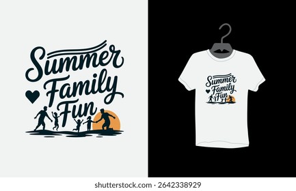 summer family fun t shirt design, typography t shirt design, Vector illustration, Silhouette, family vacation 2025,Vintage, Retro Style,poster, Modern design, tee, textile, print, graphic, special,