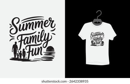 summer family fun t shirt design, typography t shirt design, Vector illustration, Silhouette, family vacation 2025,Vintage, Retro Style,poster, Modern design, tee, textile, print, graphic, special,